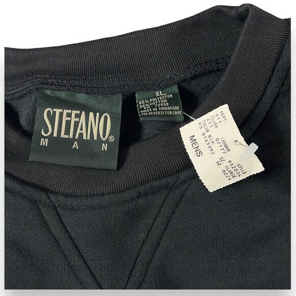 VTG NOS Stefano Man Mens XL Crewneck Color Block Embroidered Y2K Sweater NEW! - Picture 3 of 6